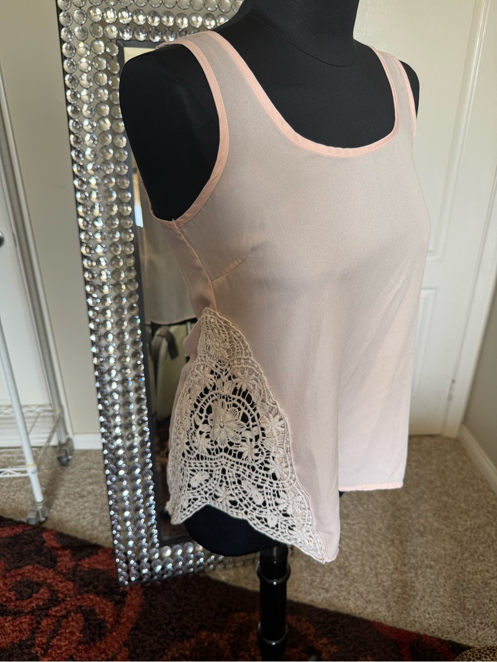Charlotte Russe Light Pink Crochet Side-Panel Tank